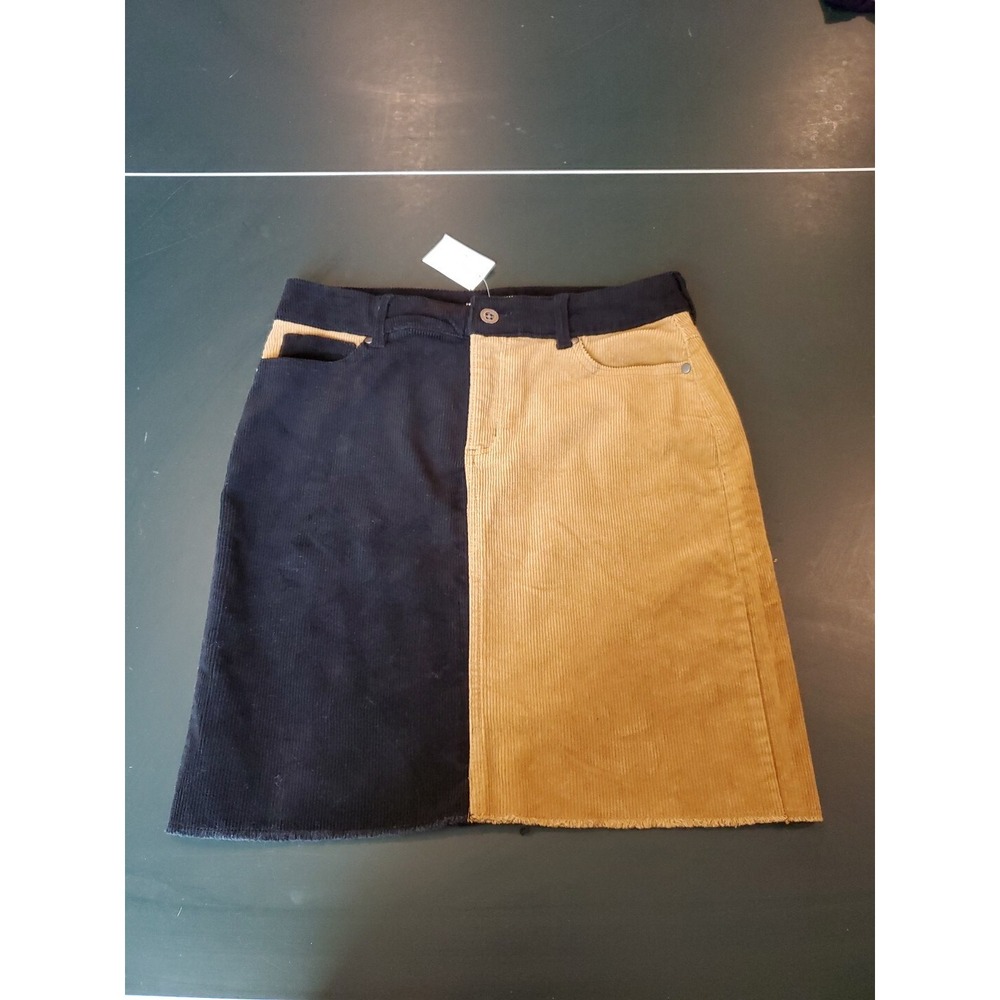 Cato Est. 1946 Women Black & Tan Corduroy Skirt Size 2 NWT Winter Fall Retro